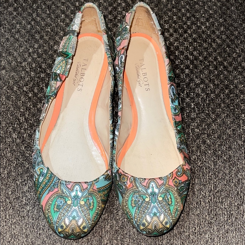 Talbots Paisley Flats in Green and Pink